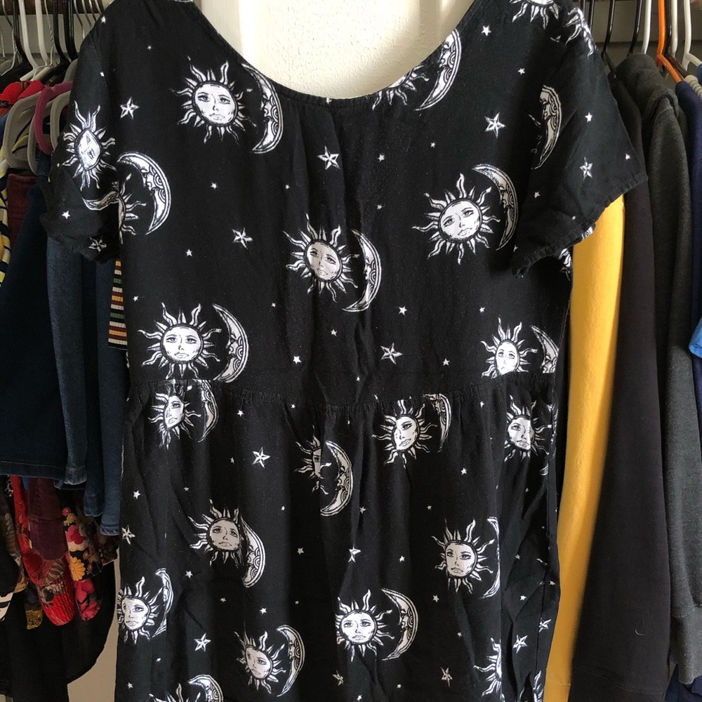 90s Inspired Tie Back Sun and Moon Dress